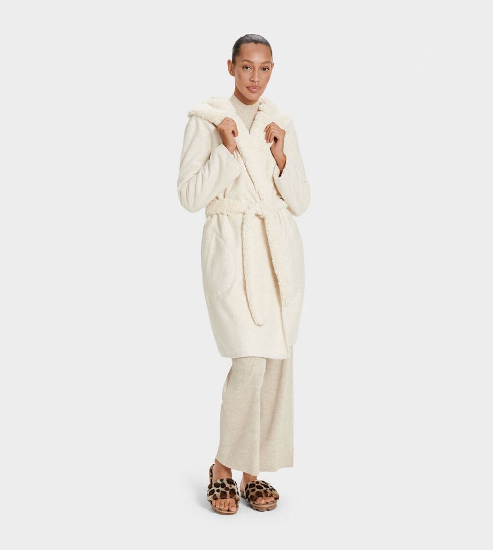 Ugg Robe Womens - Ugg Portola Reversible White - 031HFEPNR